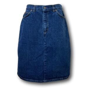 70s Vintage Levi’s Womes Denim Skirt Small High Waisted Dark Wash Midi Mom